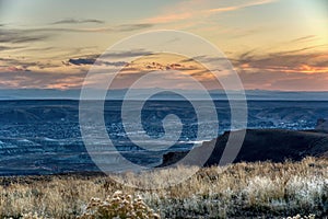 Dusk over the town of Rock Springs, Wyoming