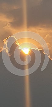 dusk in Pemalang city with the sun starting to set but still emitting its sharp rays