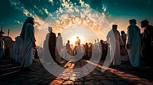 Dusk Pilgrimage: Muslims Gathered at Twilight