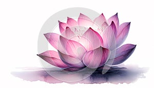 Dusk Reflections: Artistic Watercolor of a Lotus at Day\'s End