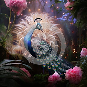 Dusk& x27;s Diva - A peahen, gracefully adorned amidst the enchanted twilight.