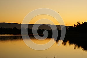 Dusk at Shorline Park Lake, Mountain View, California,