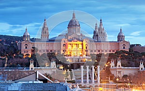 Dusk view of Barcelona, Spain. Plaza de Espana photo