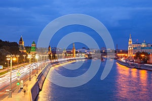 Dusk view of the Moscow Kremlin, Russia