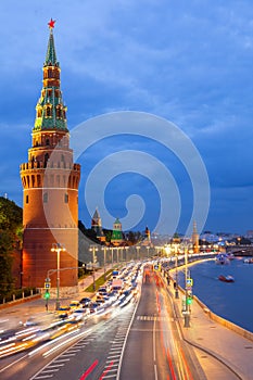 Dusk view of the Moscow Kremlin, Russia