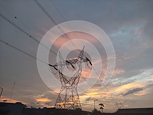 Dusky cloud with powerline standing