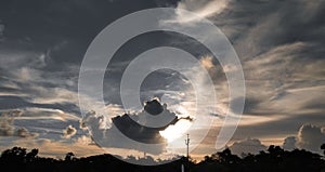 Dusky Cloud ,Sunset View, Sunlight Reflection On The Clouds