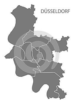 Dusseldorf city map with boroughs grey illustration silhouette s photo
