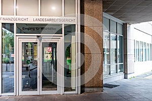 Dusseldorf, North Rhine-Westphalia, Germany, June 27, 2021: German financial court in Dusseldorf as judiciary courtroom for legal