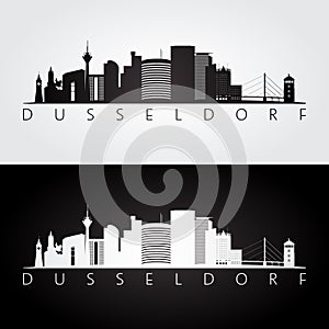 Dusseldorf skyline and landmarks silhouette