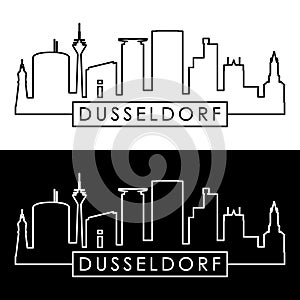 Dusseldorf skyline. Linear style.