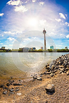 Dusseldorf Skyline And Rhine River 