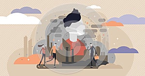 Dust in air vector illustration. Flat tiny dirty smog air persons concept.