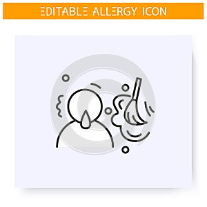 Dust allergy line icon. Editable illustration