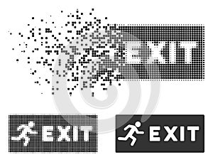 Dust Dotted Halftone Emergency Exit Icon
