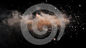 Dust Explosion on Black Background