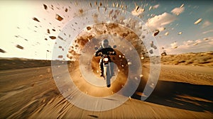 Dust Falling From Motorbike: Dynamic And Action-packed Scene