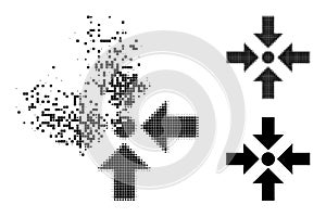 Dust and Halftone Pixelated Shrink Arrows Icon