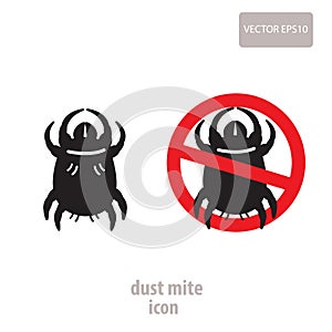 Dust Mite Icon. Vector Illustration Of A Prohibition Sign For House Dust Mites.