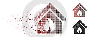 Dust Pixel Halftone Building Fire Icon