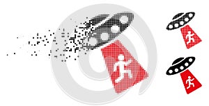 Dust Pixelated Halftone Human Abduction UFO Icon