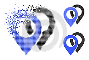 Dust Pixelated Map Markers Glyph with Halftone Version