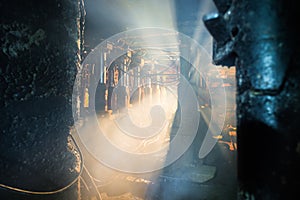 Dust and smoke in coal mine