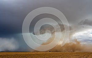 Dust Storm forming over a field photo
