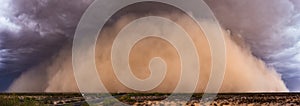 Dust storm panorama in the Arizona desert.