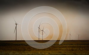 Dust Storm passes by wind turbines photo