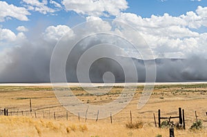 Dust storm in Surprise Valley, California photo