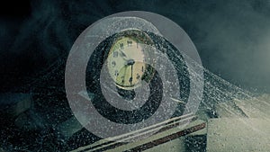 Dust Swirls Around Old Clock In Attic