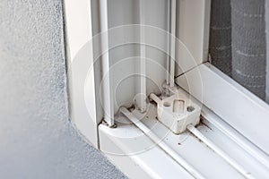 Dust on window sills and tracks corner, these areas need cleaning