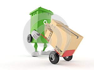 Dustbin character with hand truck