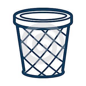 Dustbin or circle container for garbage silhouette outline vector