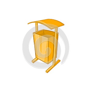 Dustbin for public spaces icon, cartoon style