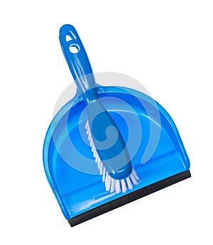 Dustpan and Brush Set Isolated on White With Copy Space