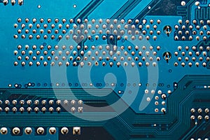 Dusty circuit board abstract background. computer motherboard close up. micro elements of computer. Intelligent technology