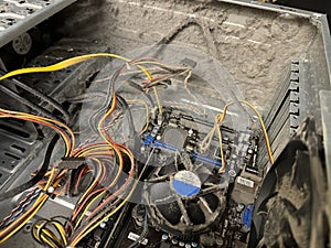 Dusty Computer Case with Internal Components