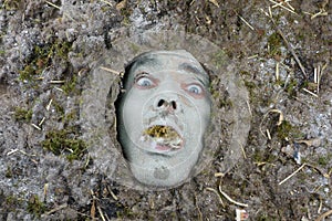 Dusty face of coughing man, the concept of hygiene bacteria-acarus photo