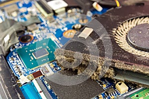 Dusty fan inside the laptop during servicing