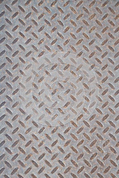 Dusty grungy Industrial Checker Plate Background Texture with Ru photo