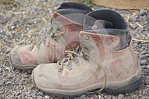 Dusty hiking boots