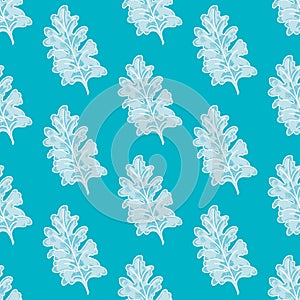 Dusty Miller Foliage Vector Seamless Pattern