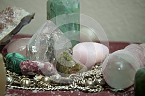 Dusty pagan altar with stones