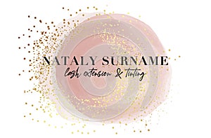 Dusty pink gold background abstract painting . Minimal Colors logo design photo