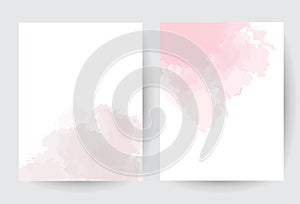 Dusty pink and taupe watercolor vector splash cards.