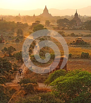 Dusty road in bagan,myanmar. photo