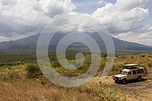 Dusty road in safari in Tanzania