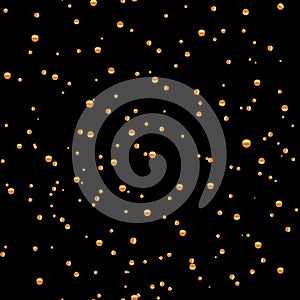 Dusty Texture for your design. Vector pattern with the gold grain on black background. Small circles. Gold sand texture, geometric